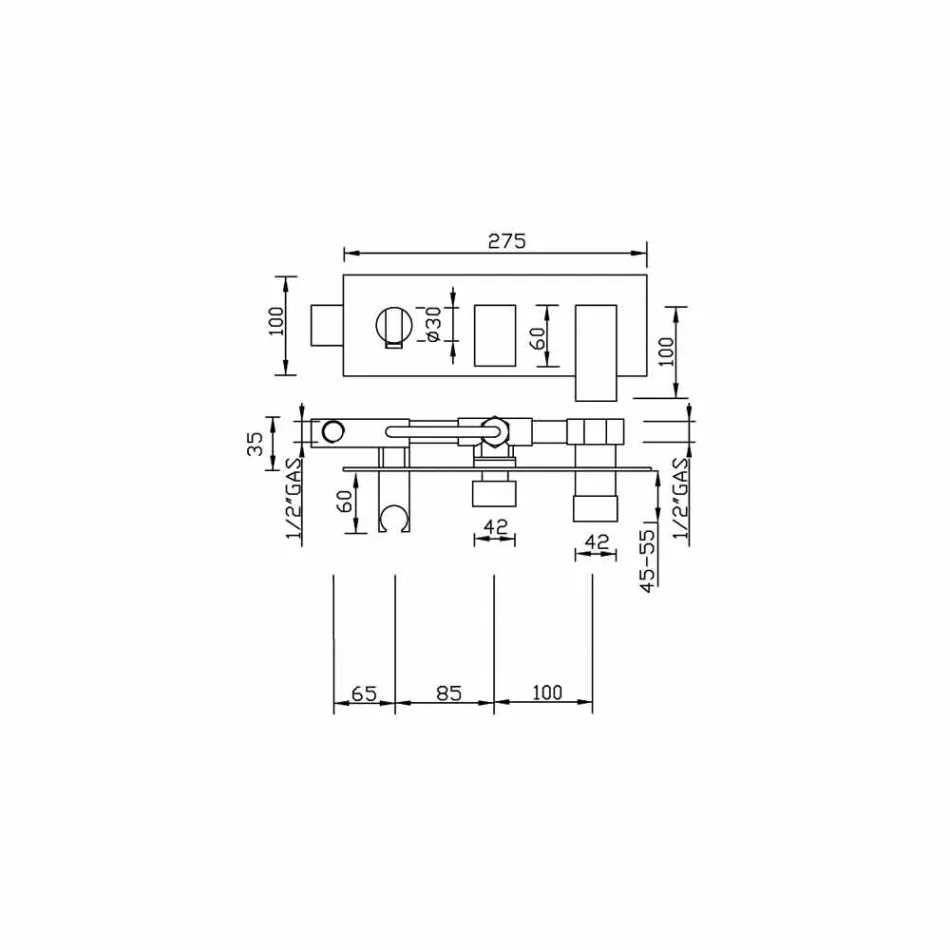 Mezclador de ducha empotrado con desviador de latón Made in Italy - Panela Viadurini