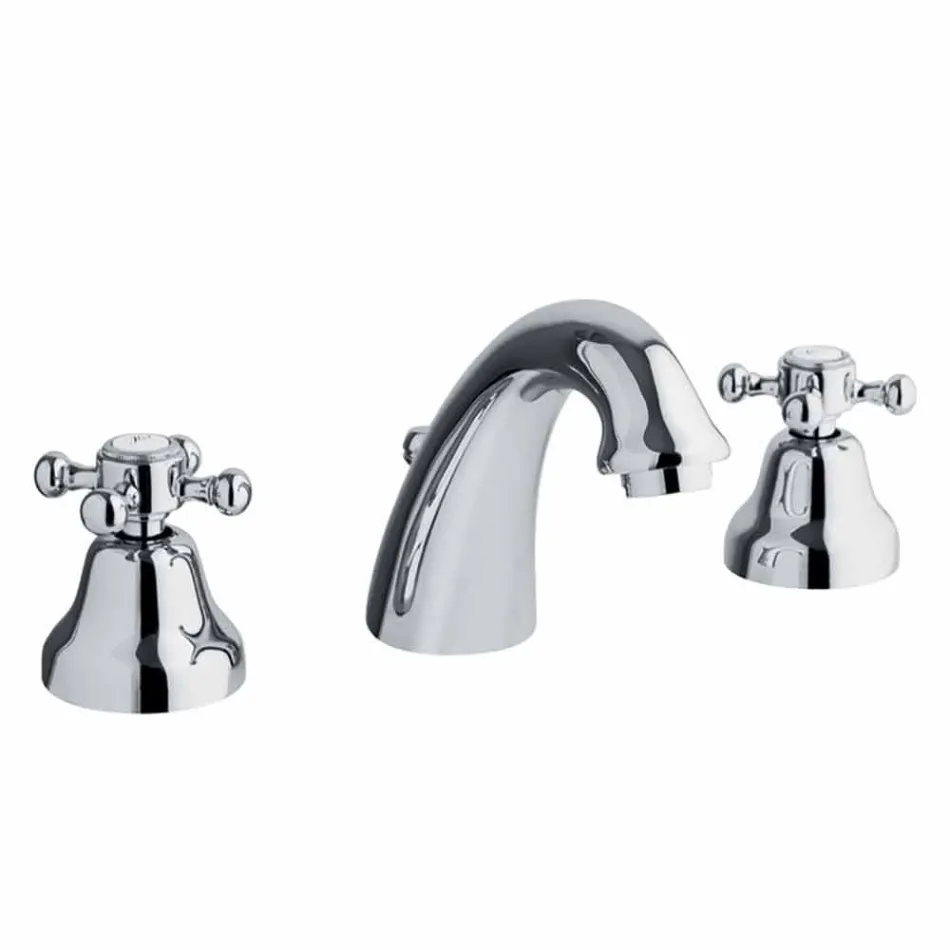 Mezclador de lavabo con 3 orificios de diseño clásico en latón Made in Italy - Lisca Viadurini