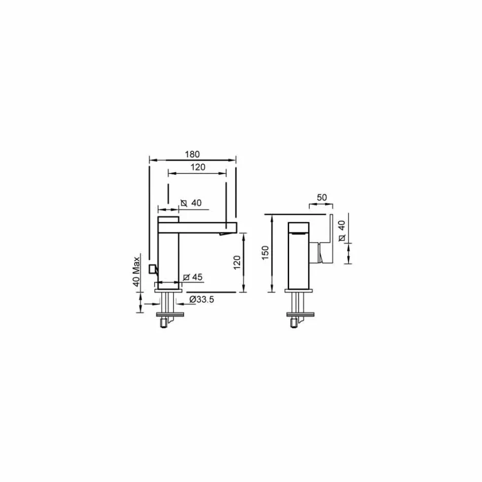 Mezclador de lavabo con palanca lateral de diseño Made in Italy - Panela Viadurini