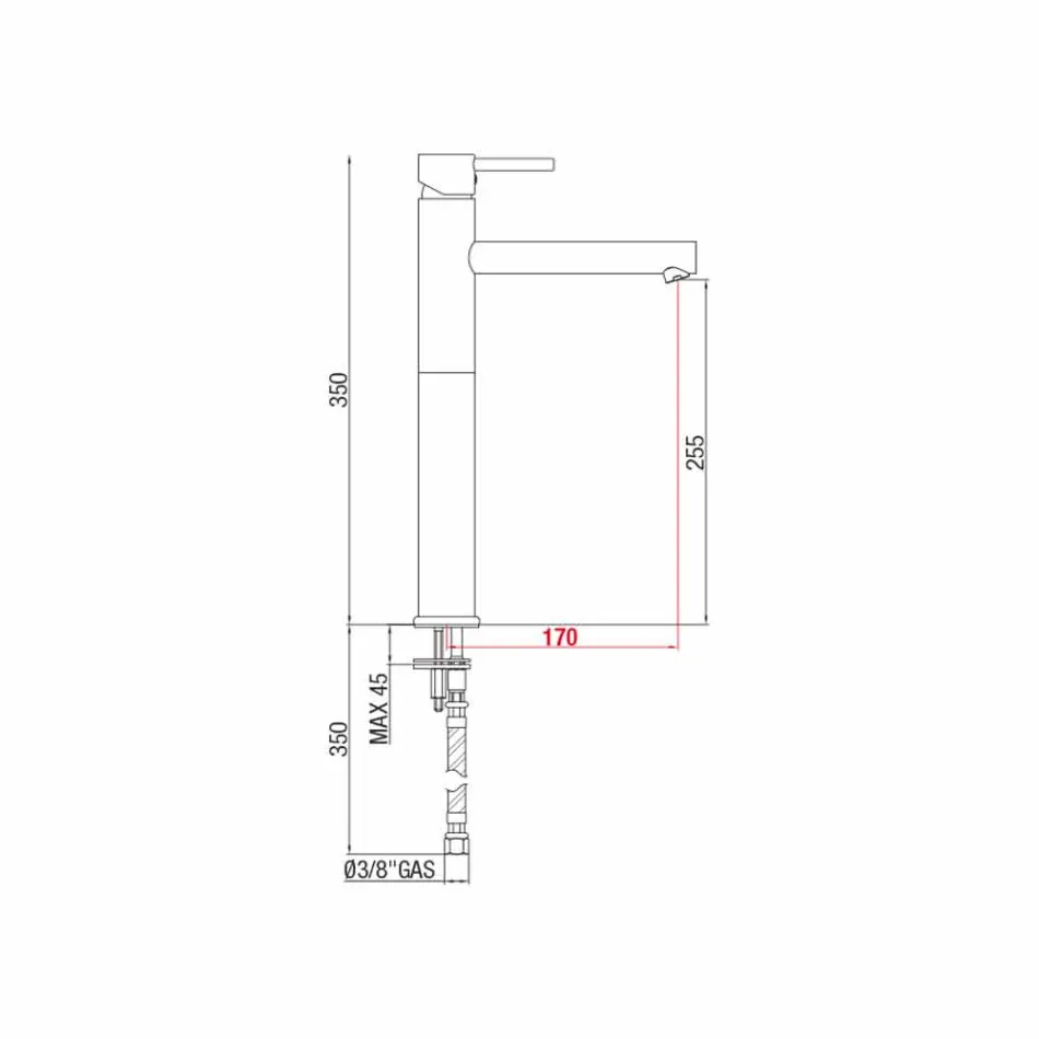 Mezclador de lavabo extendido de latón sin desagüe Made in Italy - Ermia Viadurini