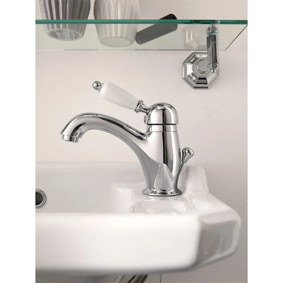 Mezclador de lavabo hecho a mano de latón con palanca estilo clásico - Noriana Viadurini