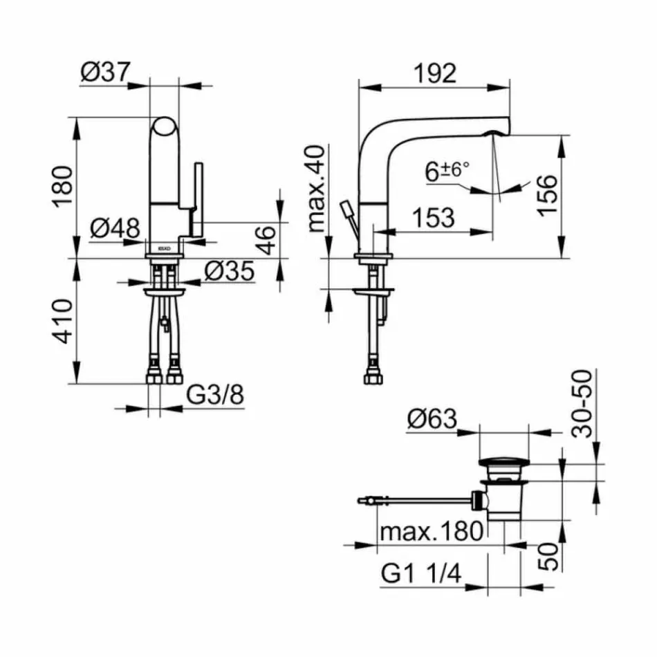 Mezclador monomando para lavabo moderno de metal - Pinto Viadurini