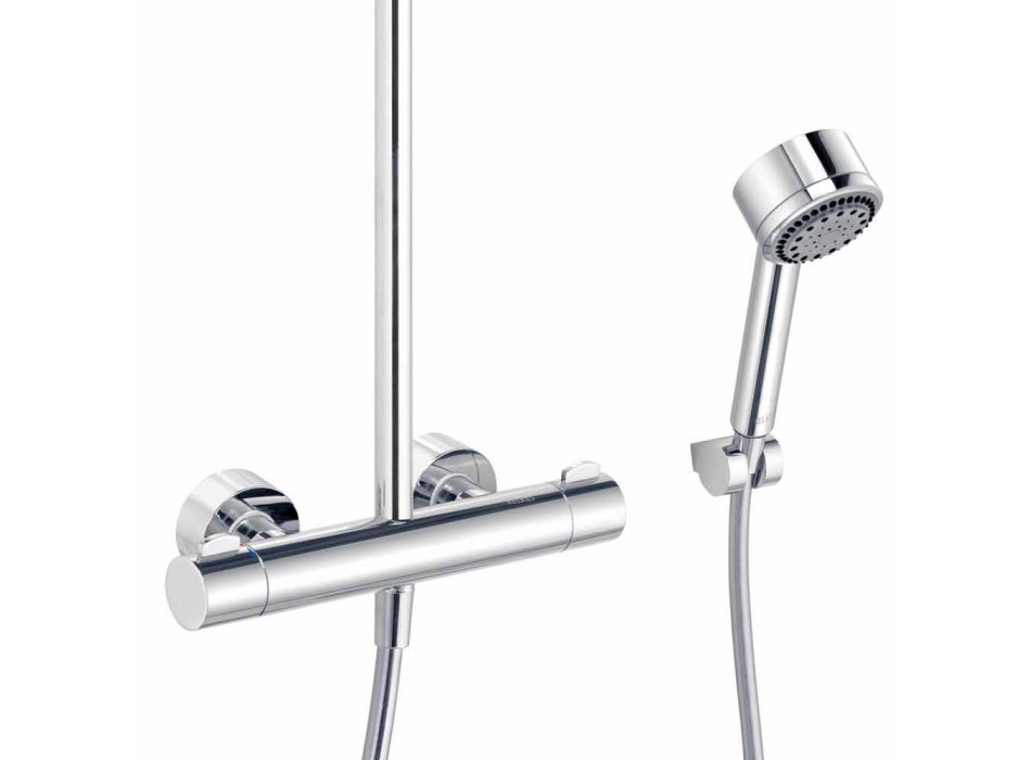 Mezclador de ducha moderno con cabezal de ducha y ducha de mano de metal - Zanio Viadurini