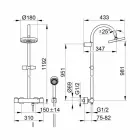 Mezclador de ducha moderno con cabezal de ducha y ducha de mano de metal - Zanio Viadurini