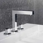 Mezclador de lavabo moderno de metal cromado con tres orificios - Girino Viadurini