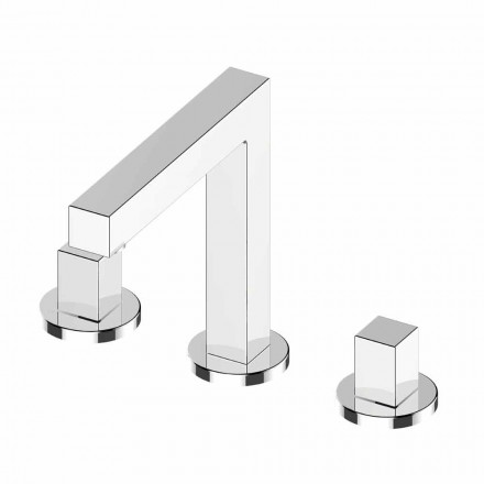 Mezclador de lavabo moderno de metal cromado con tres orificios - Girino Viadurini