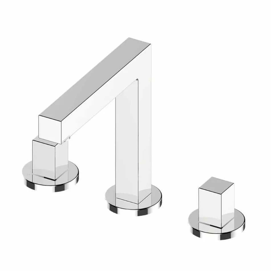 Mezclador de lavabo moderno de metal cromado con tres orificios - Girino Viadurini