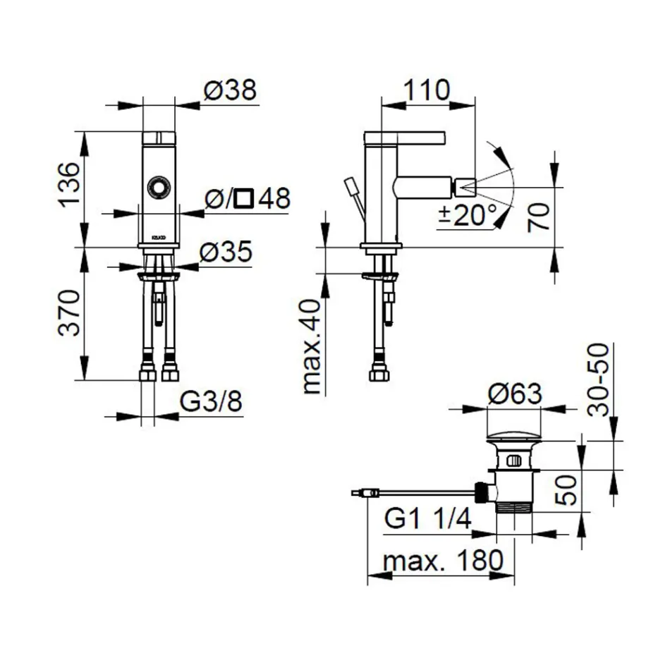 Mezclador monomando de bidé diseño clásico latón cromado - artemisia Viadurini