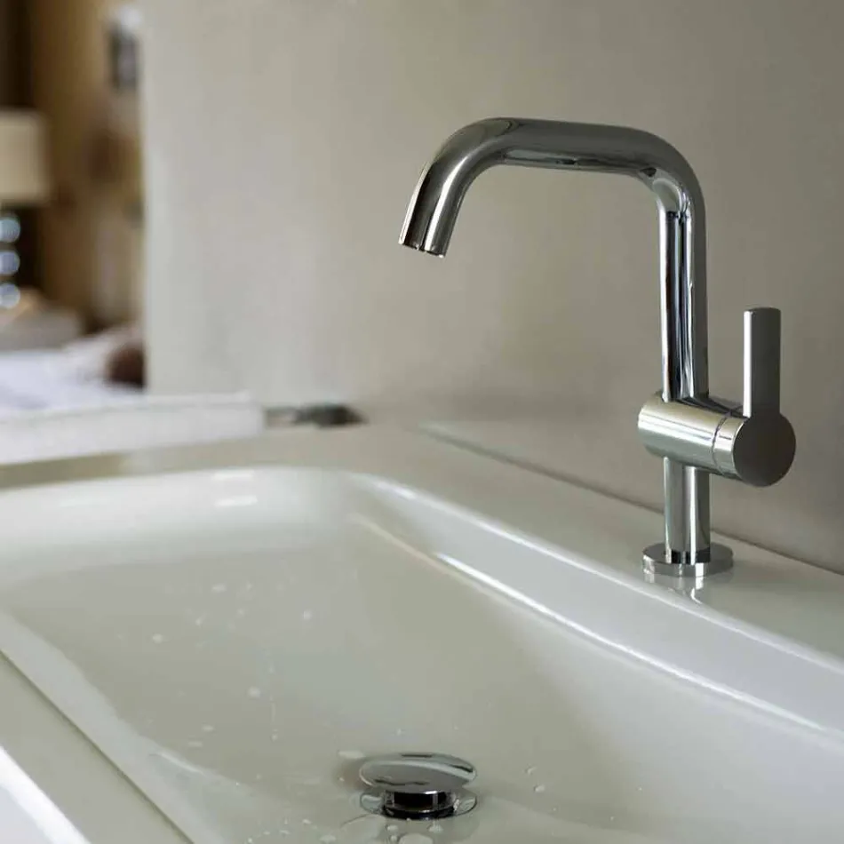 Mezclador monomando de diseño moderno para lavabo de baño en metal - Zanio Viadurini