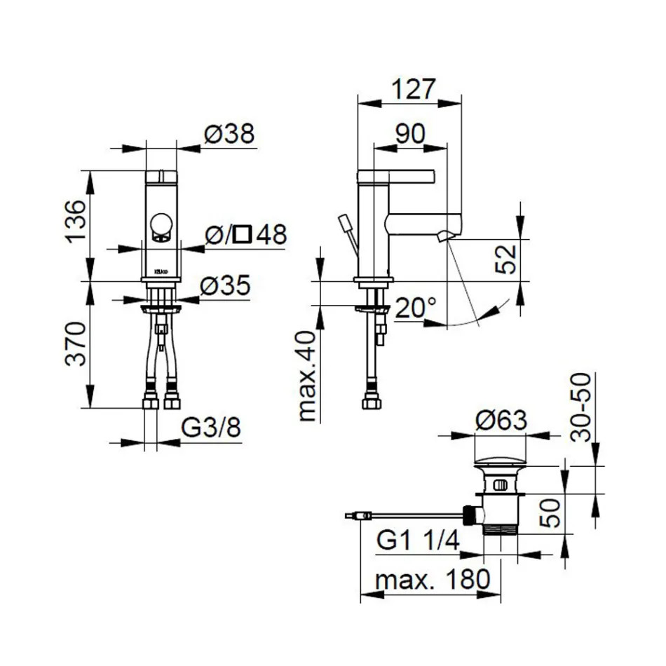 Mezclador monomando de lavabo Diseño clásico Latón cromado - Artemisia Viadurini