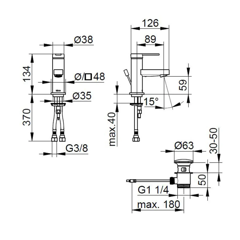 Mezclador monomando de lavabo con diseño plano en latón cromado - Agenore Viadurini