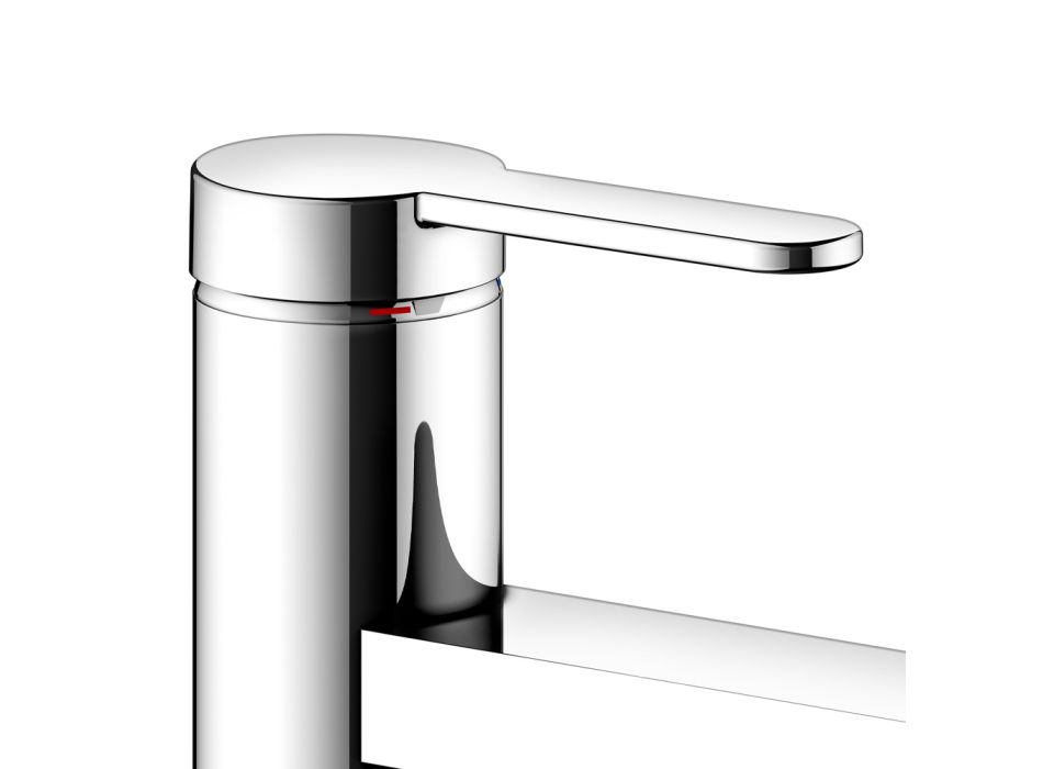 Mezclador monomando de lavabo con diseño plano en latón cromado - Agenore Viadurini