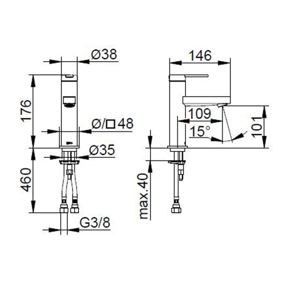 Mezclador monomando de lavabo con diseño plano en latón cromado - Agenore Viadurini