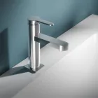 Mezclador monomando de lavabo con diseño plano en latón cromado - Agenore Viadurini