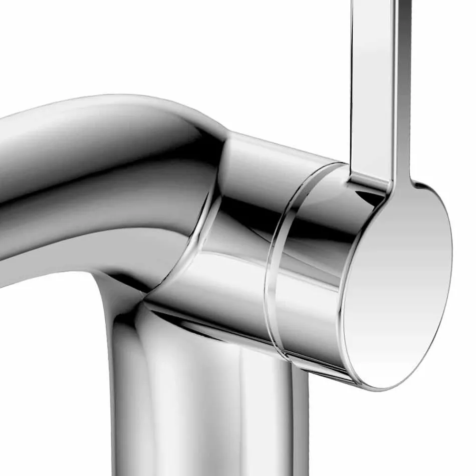 Mezclador monomando moderno para lavabo con desagüe de metal - Pinto Viadurini