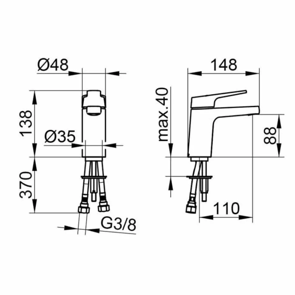 Mezclador monomando de lavabo moderno de metal cromado - Clari Viadurini