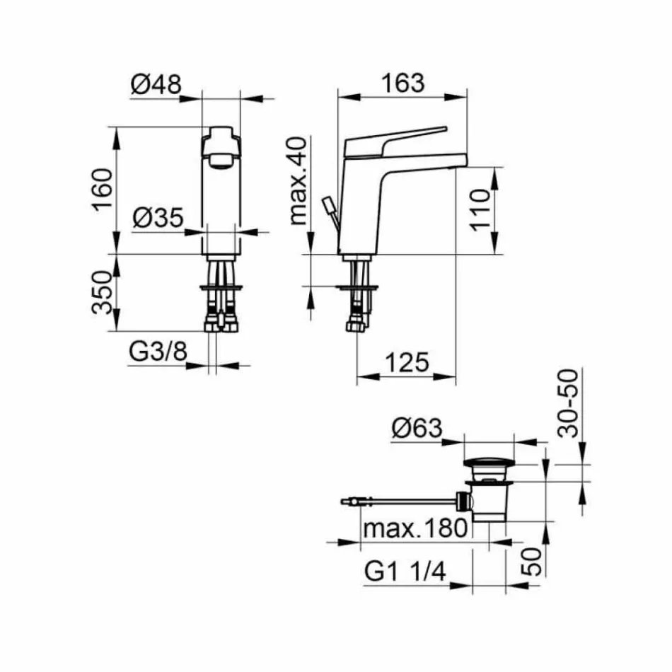 Mezclador monomando de lavabo moderno de metal cromado - Clari Viadurini