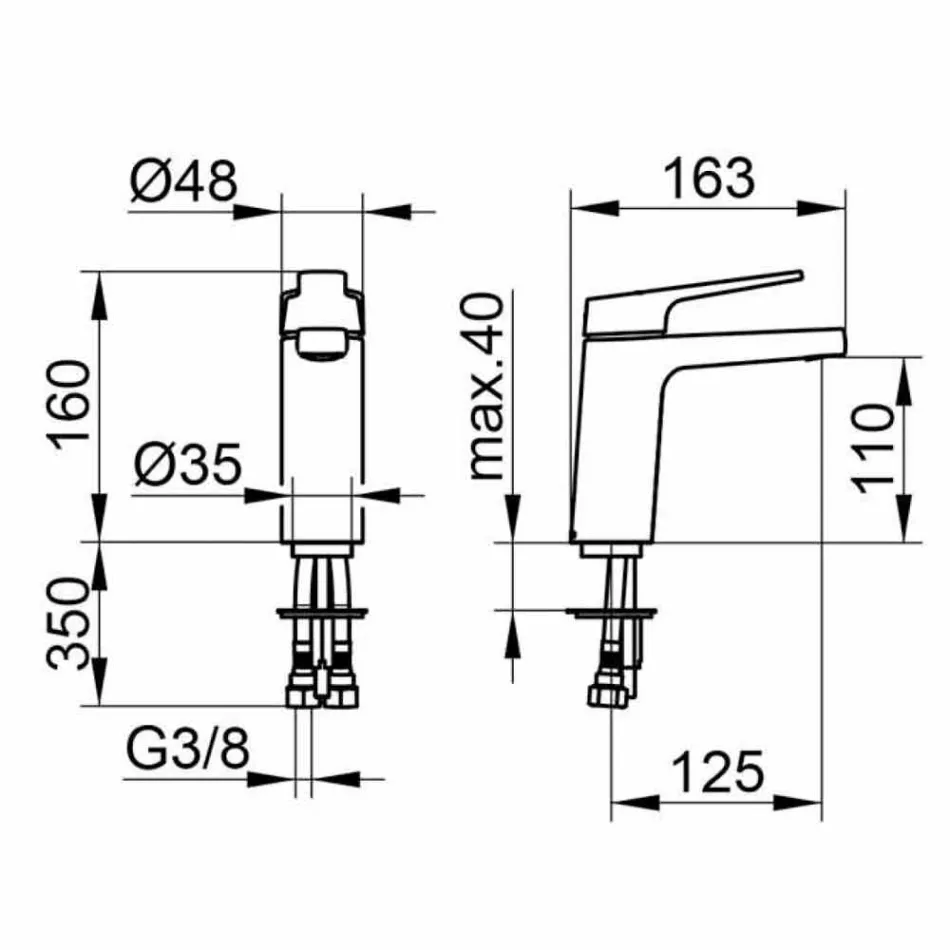 Mezclador monomando de lavabo moderno de metal cromado - Clari Viadurini