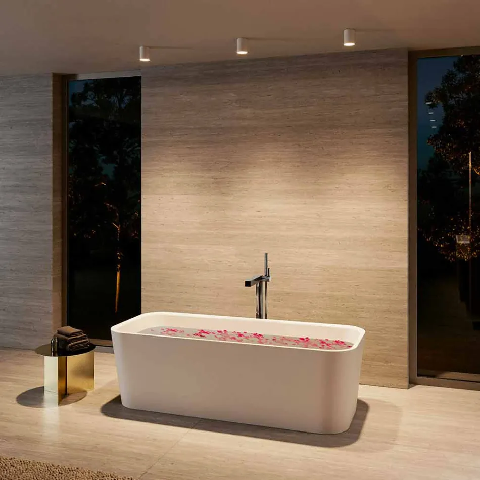 Mezclador monomando moderno para bañera en metal cromado - Girino Viadurini