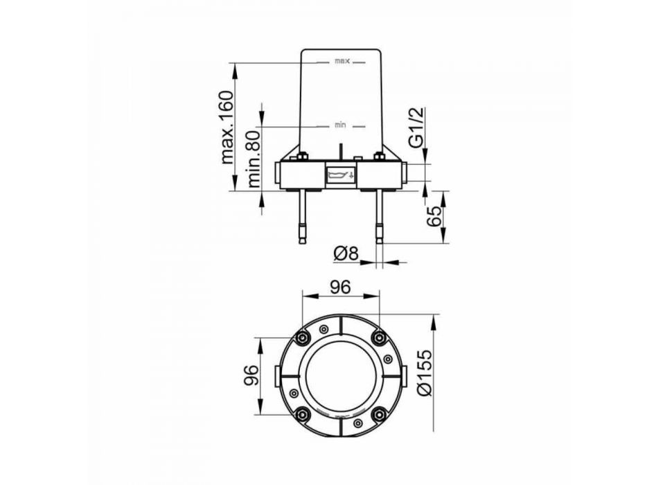 Mezclador monomando moderno para bañera en metal cromado - Girino Viadurini