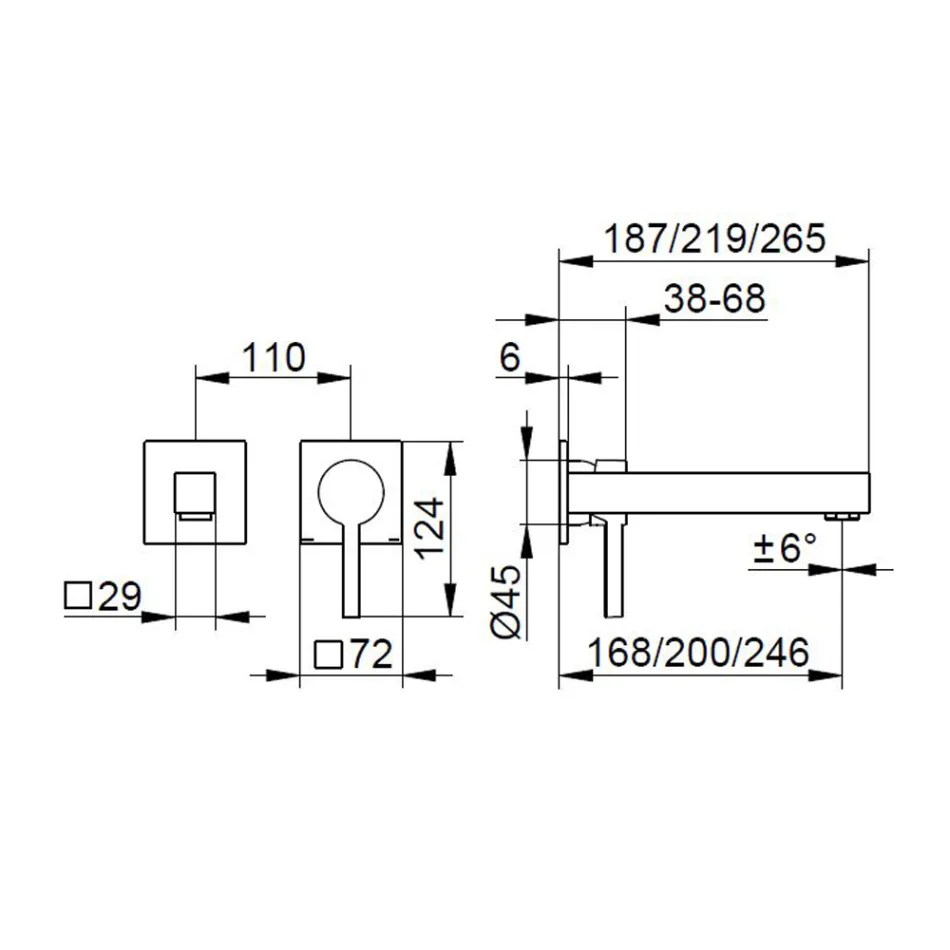 Mezclador monomando de pared para lavabo de latón - Erik Viadurini