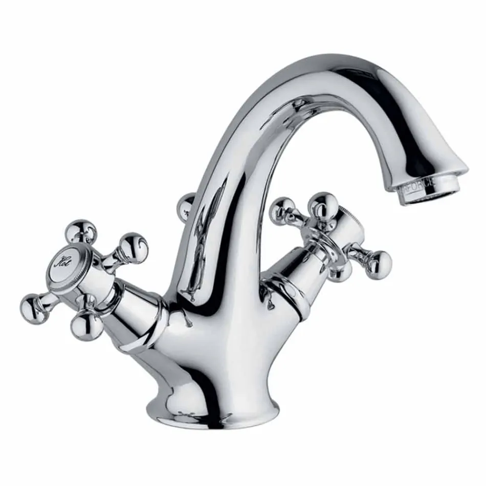 Mezclador alto de un orificio para lavabo de baño en latón Made in Italy - Lisca Viadurini