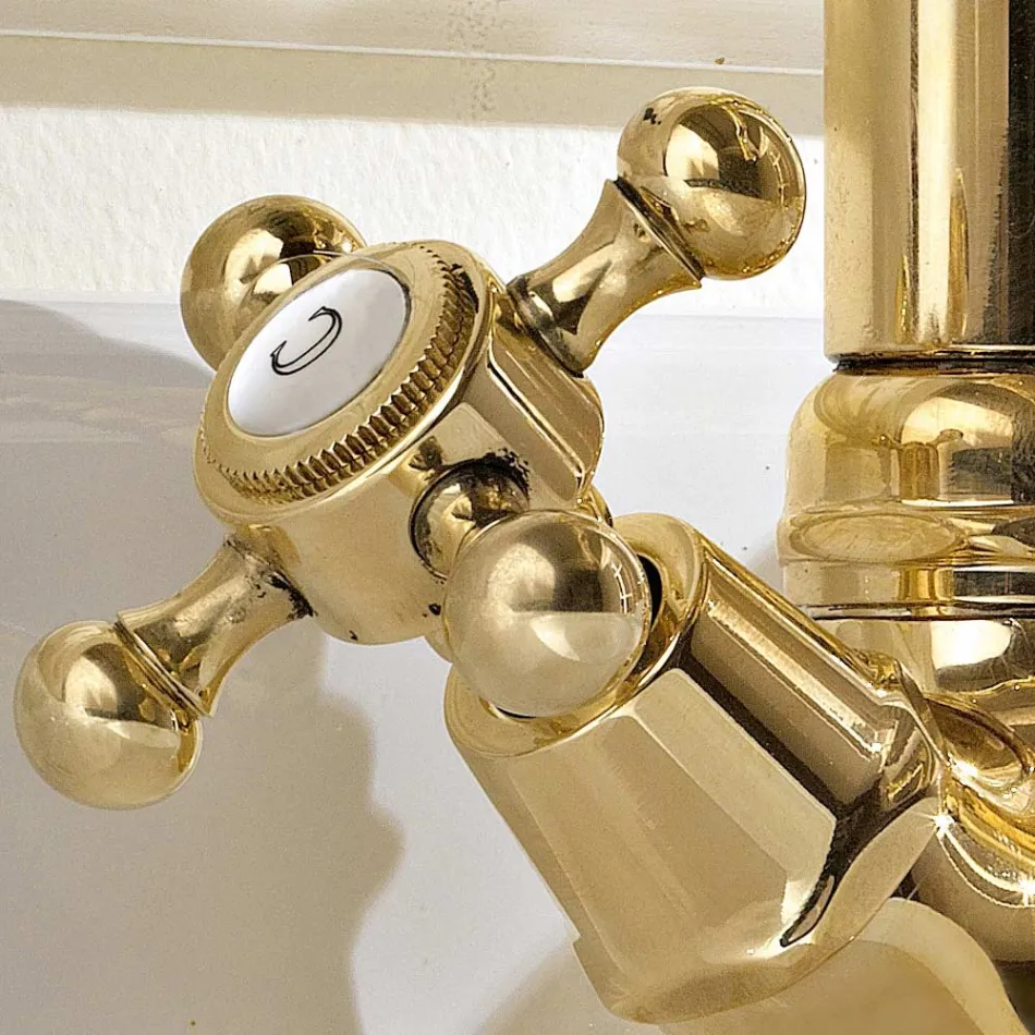 Mezclador de lavabo de un orificio de diseño vintage en latón Made in Italy - Ursula Viadurini