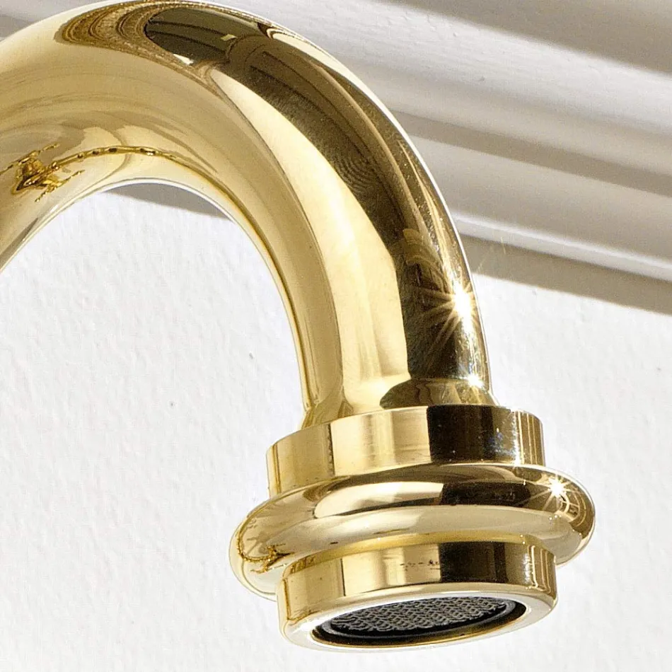 Mezclador de lavabo de un orificio de diseño vintage en latón Made in Italy - Ursula Viadurini