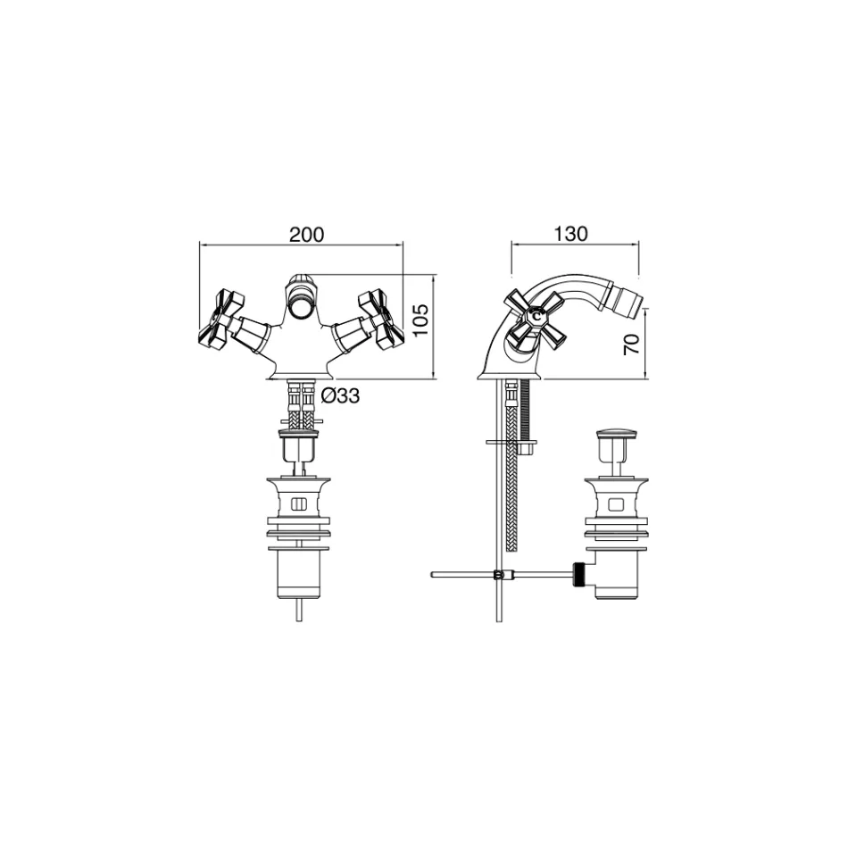 Mezclador de bidé de un orificio en latón, estilo vintage Made in Italy - Silvana Viadurini