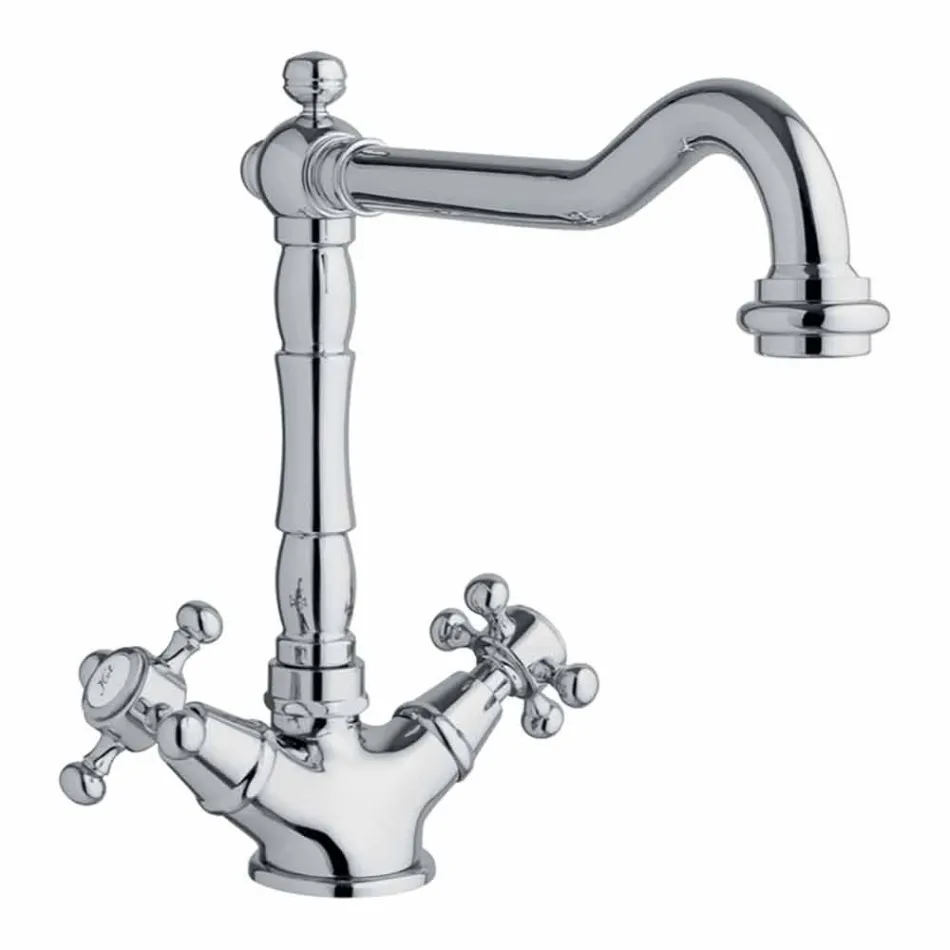 Mezclador monomando de lavabo en latón de diseño clásico Made in Italy - Castor Viadurini