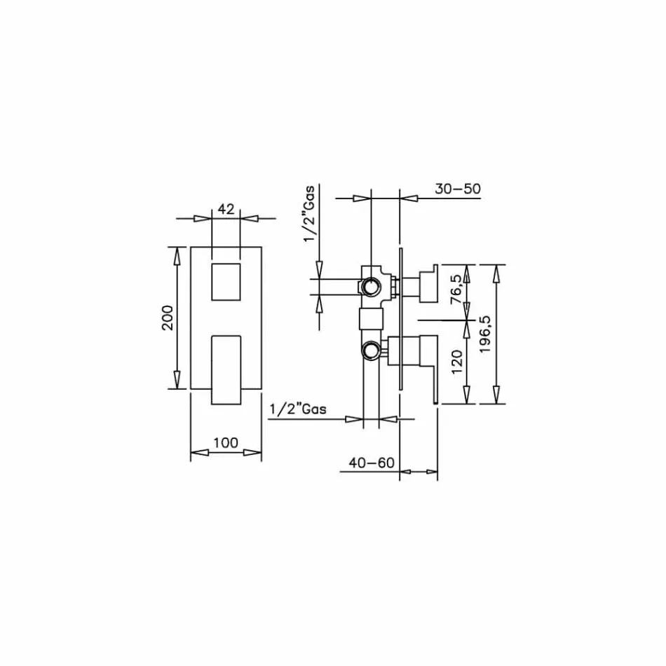 Mezclador de ducha de 3 vías de diseño Made in Italy - Bibo Viadurini