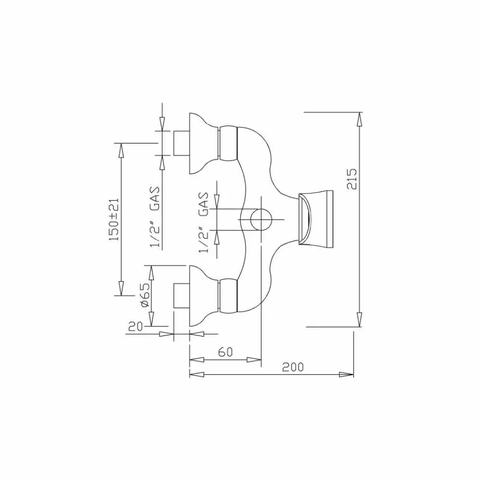 Mezclador de diseño para ducha exterior en latón Made in Italy - Neno Viadurini
