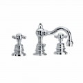 Mezclador de lavabo con 3 orificios de 130 mm de altura en latón Made in Italy - Binsu