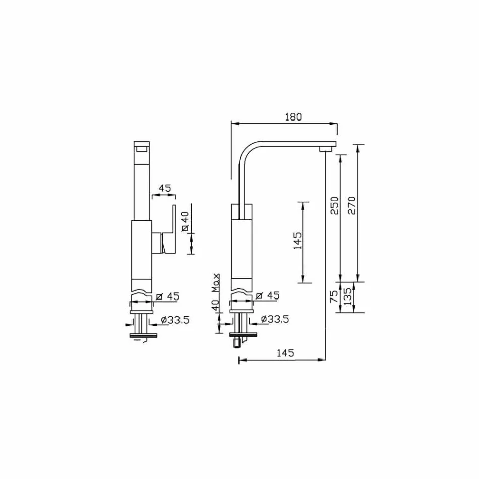 Mezclador para lavabo con extensión alta 7cm Made in Italy - Panela Viadurini