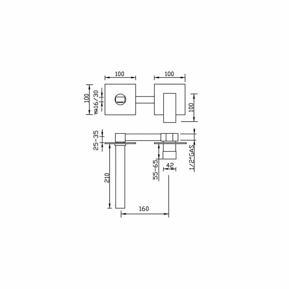 Mezclador de lavabo de pared de diseño Made in Italy - Panela Viadurini