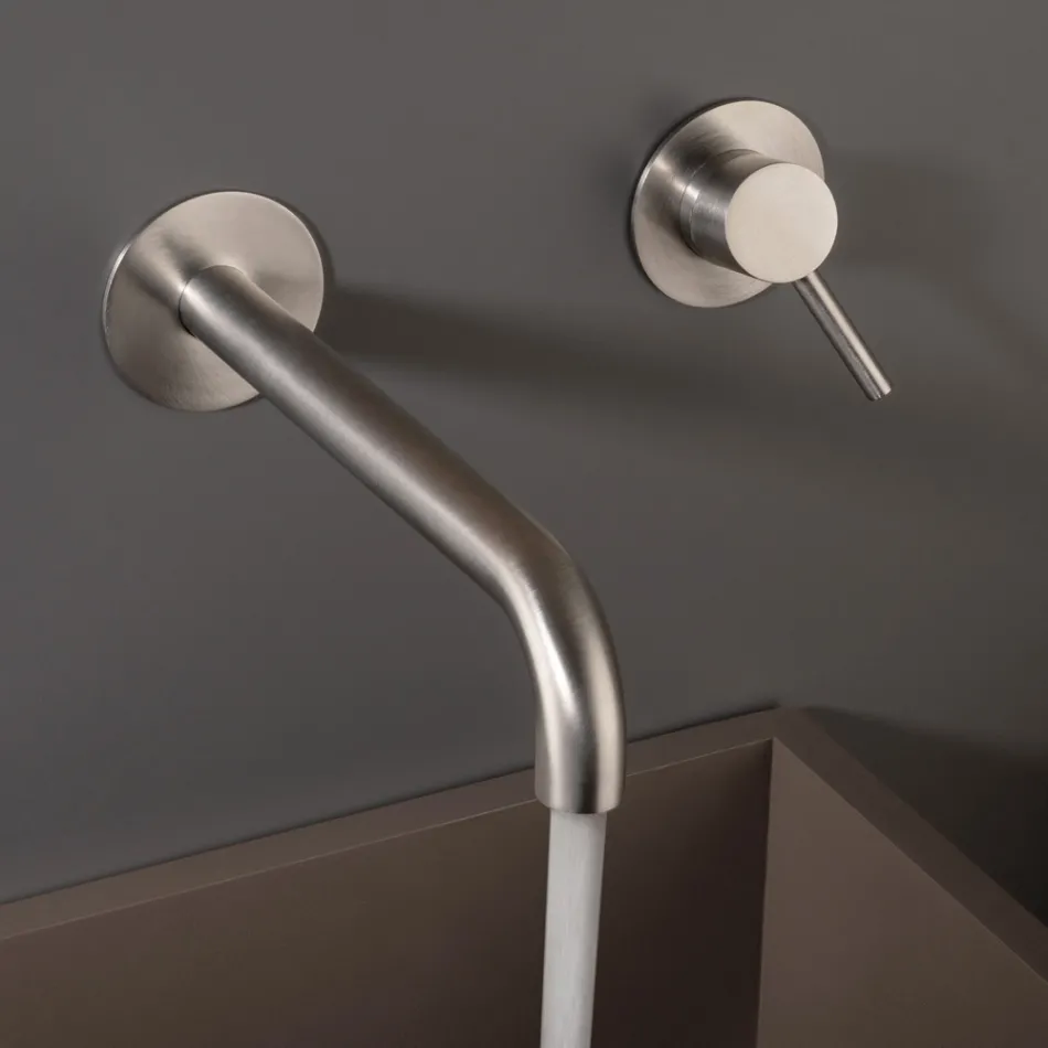 Grifo mezclador para lavabo empotrado en acero inoxidable AISI 316L - Artigli Viadurini