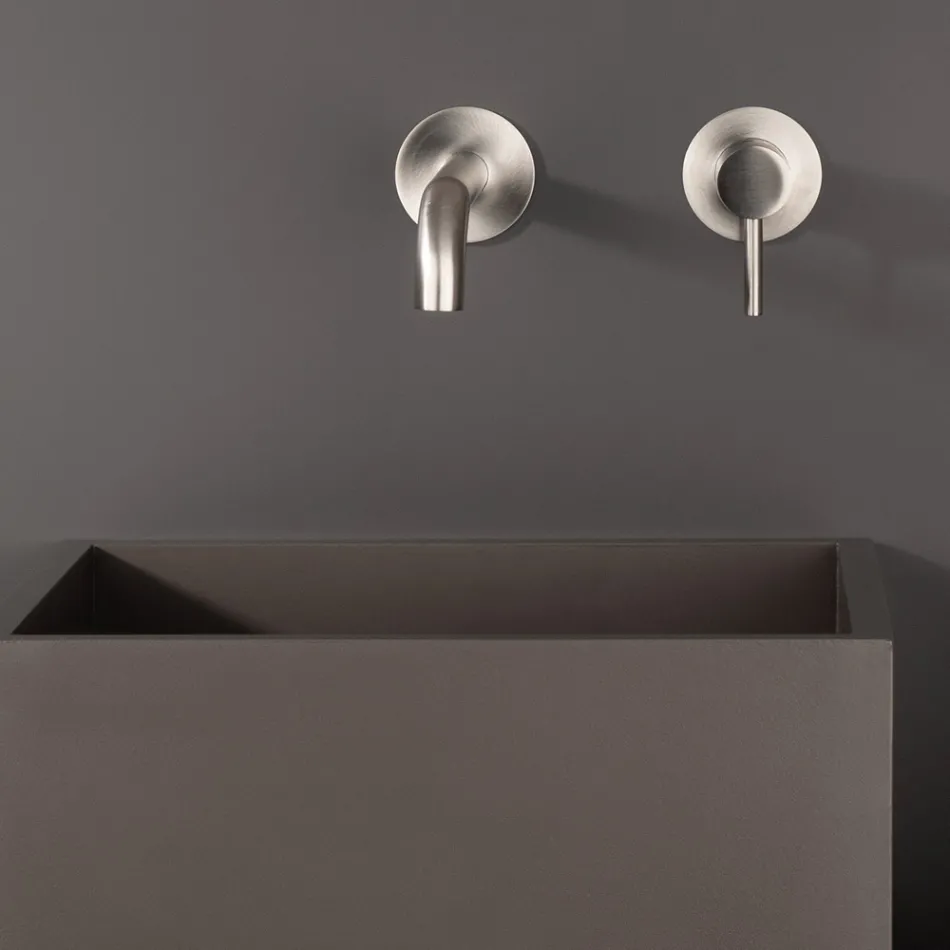 Grifo mezclador para lavabo empotrado en acero inoxidable AISI 316L - Artigli Viadurini