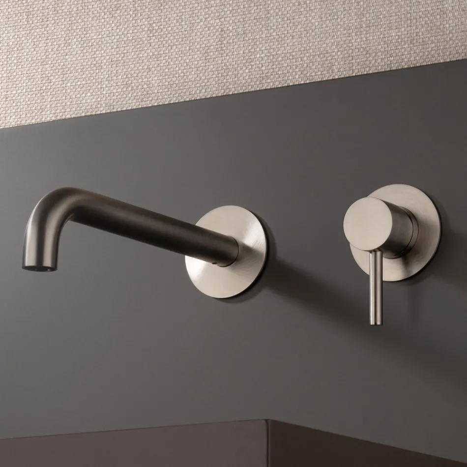 Grifo mezclador para lavabo empotrado en acero inoxidable AISI 316L - Artigli Viadurini