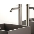 Mezclador de lavabo alto con caño largo en acero AISI 316L - Artigli Viadurini