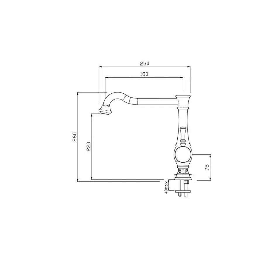 Mezclador de lavabo con caño alto giratorio Made in Italy - Neno Viadurini