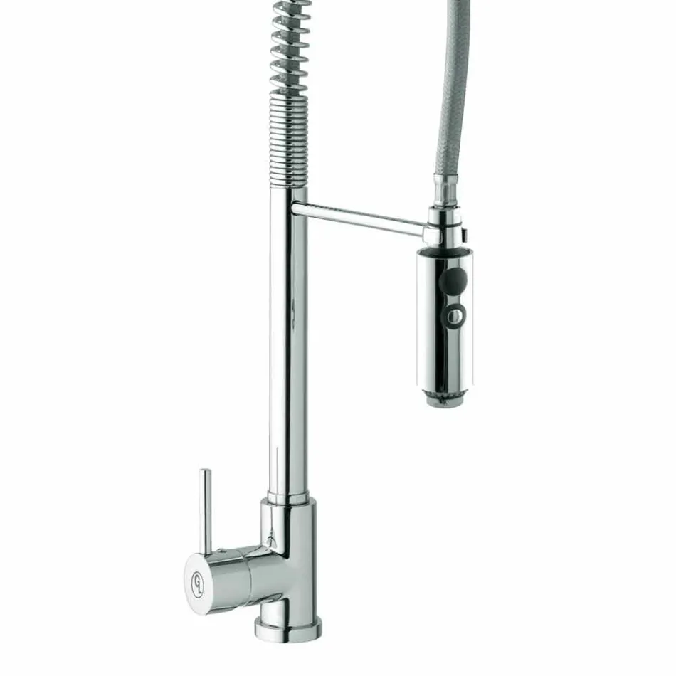 Mezclador de lavabo de cocina de latón con ducha de mano Made in Italy - Kalimo Viadurini