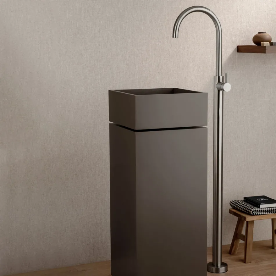Mezclador de lavabo de pie en acero AISI 316L fabricado en Italia - Artigli Viadurini