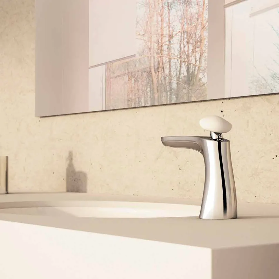 Mezclador de lavabo de latón de diseño moderno Made in Italy - Besugo Viadurini