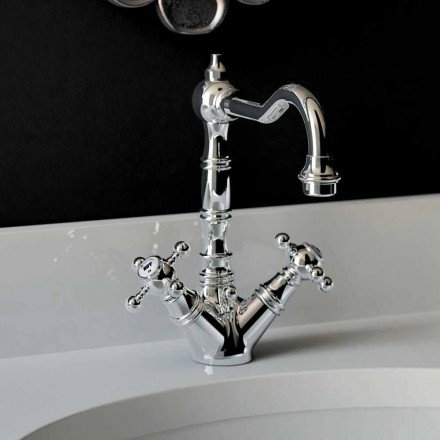 Mezclador monomando de lavabo en latón cromado Made in Italy - Binsu Viadurini