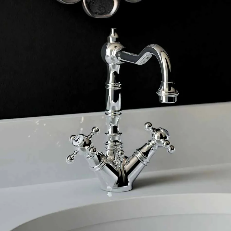 Mezclador monomando de lavabo en latón cromado Made in Italy - Binsu Viadurini