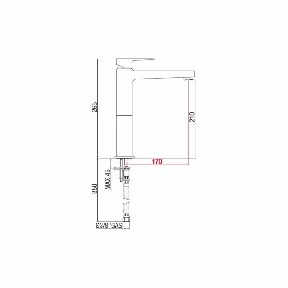 Mezclador de lavabo extendido de latón sin desagüe Made in Italy - Sindra Viadurini