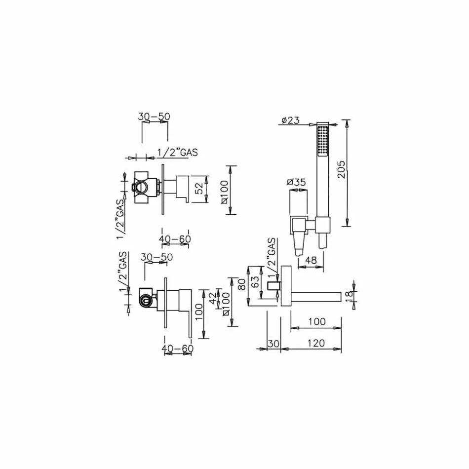 Mezclador de bañera empotrable de diseño Made in Italy - Panela Viadurini