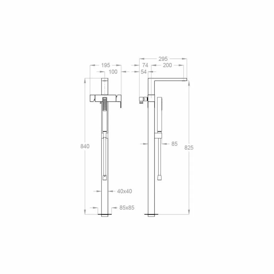 Mezclador de baño de suelo moderno Made in Italy - Pirio Viadurini
