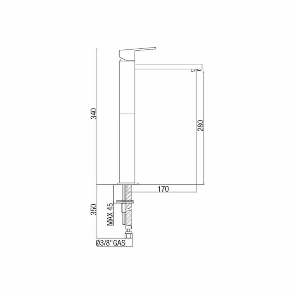 Mezclador de lavabo extendido sin desagüe Made in Italy - Medida Viadurini