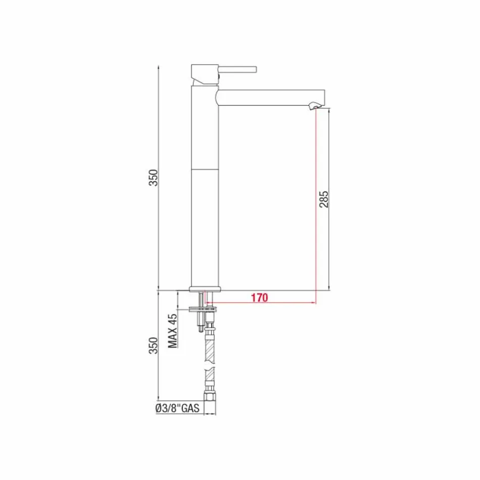 Mezclador de lavabo extendido de latón sin desagüe Made in Italy - Ermia Viadurini